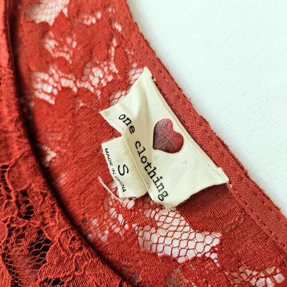 Orange Red Lace Mini Dress ONE CLOTHING Sz SMALL - Picture 7 of 11